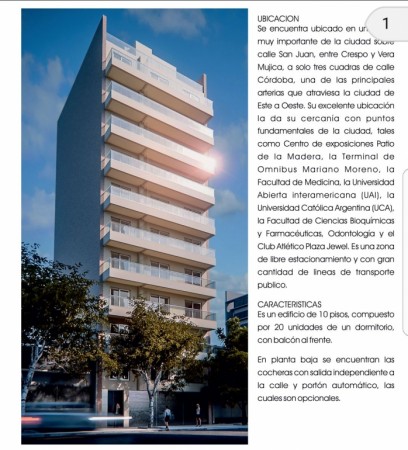 VENTA DEPARTAMENTO SAN JUAN 3224 DE UN DORMITORIO