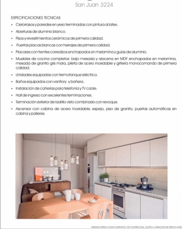 VENTA DEPARTAMENTO SAN JUAN 3224 DE UN DORMITORIO